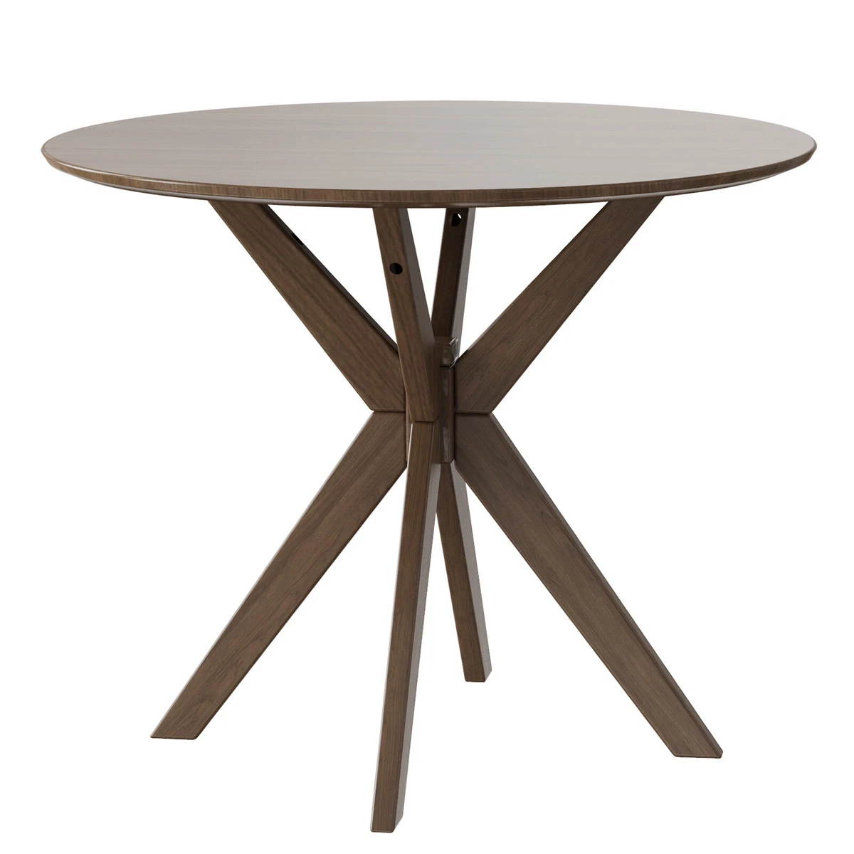 Costway 24 in. Natural Round Side Table Solid Rubber Wood End