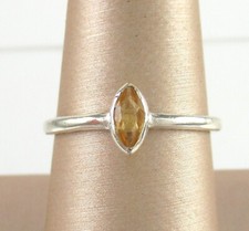.925 Sterling Silver Citrine Ring Stackable Marquise Bezel size 7.75