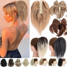 Extra Thick Claw Clip On Messy Bun Hair Piece Ponytail Extensions Bendable Updo