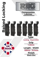 6x Compression Latch Raised Lock Trigger Black Horsebox, Trailer... Locker Doors