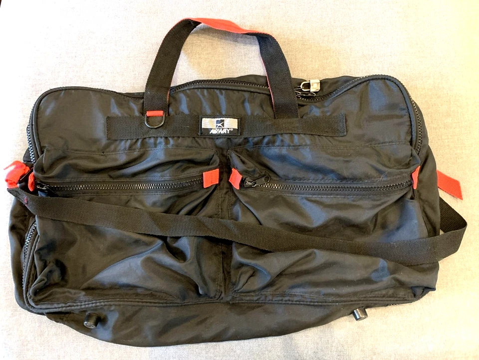 Bolso de mano plegable duradero de viaje Airway USA de colección para gimnasio negro/rojo Foto 3 de 4