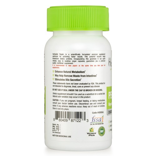 PEPSIN 1:3000 Capsules Digestive Enzyme Aids Protein Digestion Nutrient Intake - Picture 3 of 5