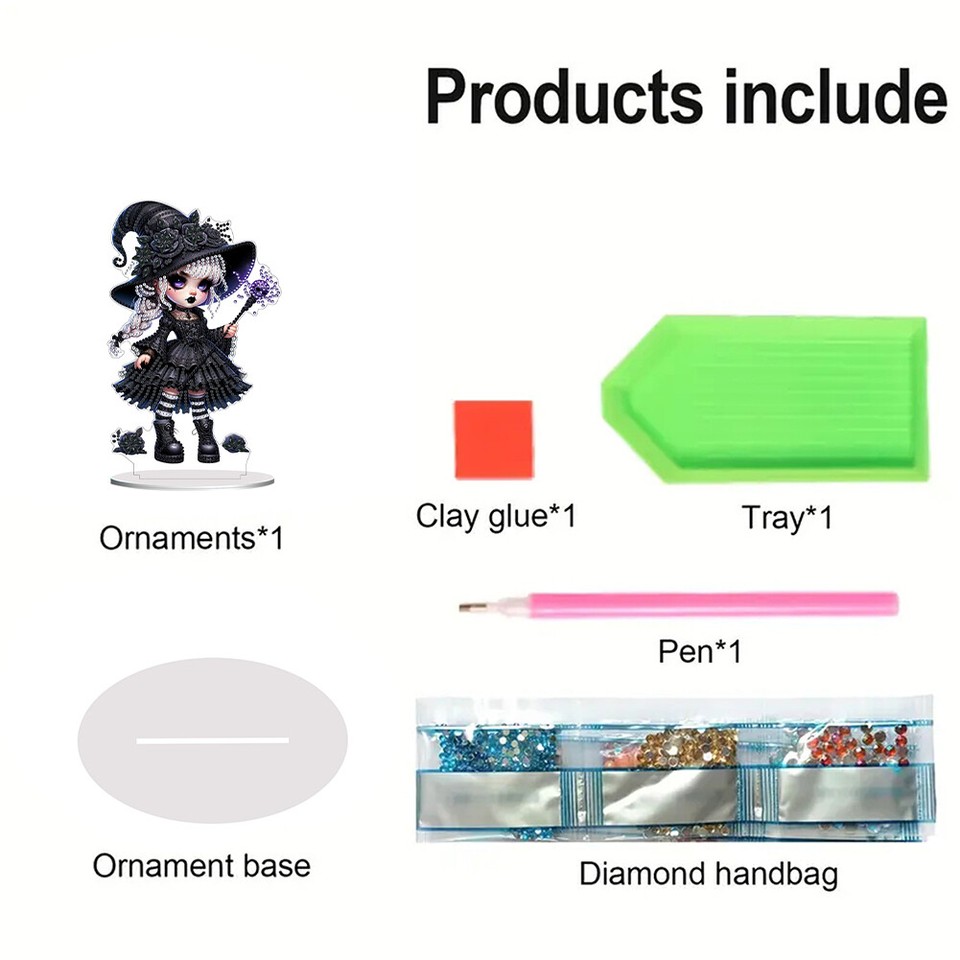 Acrylic Special Shaped Halloween Diamond Painting Tabletop Ornaments