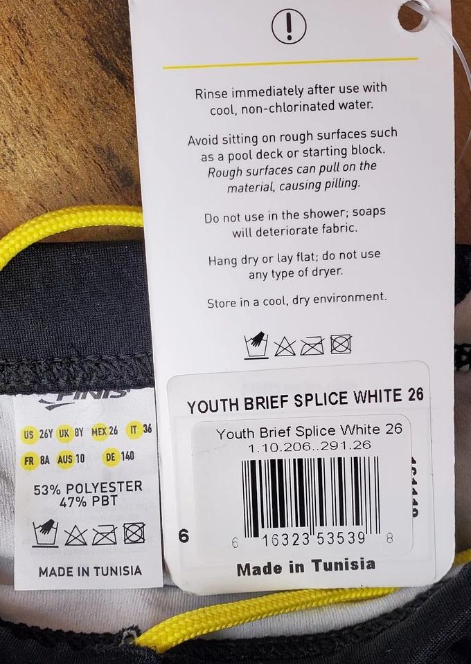 Traje de baño Finis de entrenamiento para niños competencia juvenil breve empalme negro/blanco talla 26 nuevo con etiquetas Foto 3 de 3