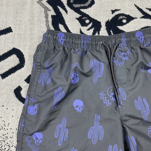 No Boundaries Swim Trunks Shorts Mens MEDIUM 32-34 Skulls Cactus Black - 第 2/10 張圖片