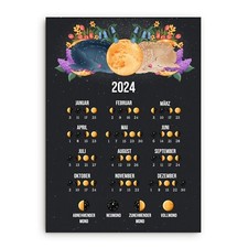 Postkarte Mondkalender 2024 DIN A6 Grußkarte Mond Postkartenkalender 2024