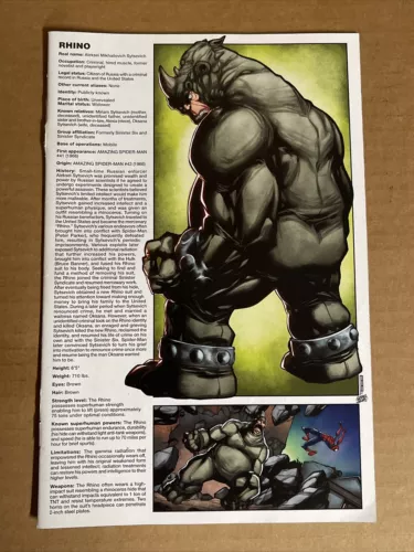 SINISTER WAR #2 RHINO HANDBOOK VARIANT 1ST PRINT MARVEL COMICS (2021) SPIDER-MAN