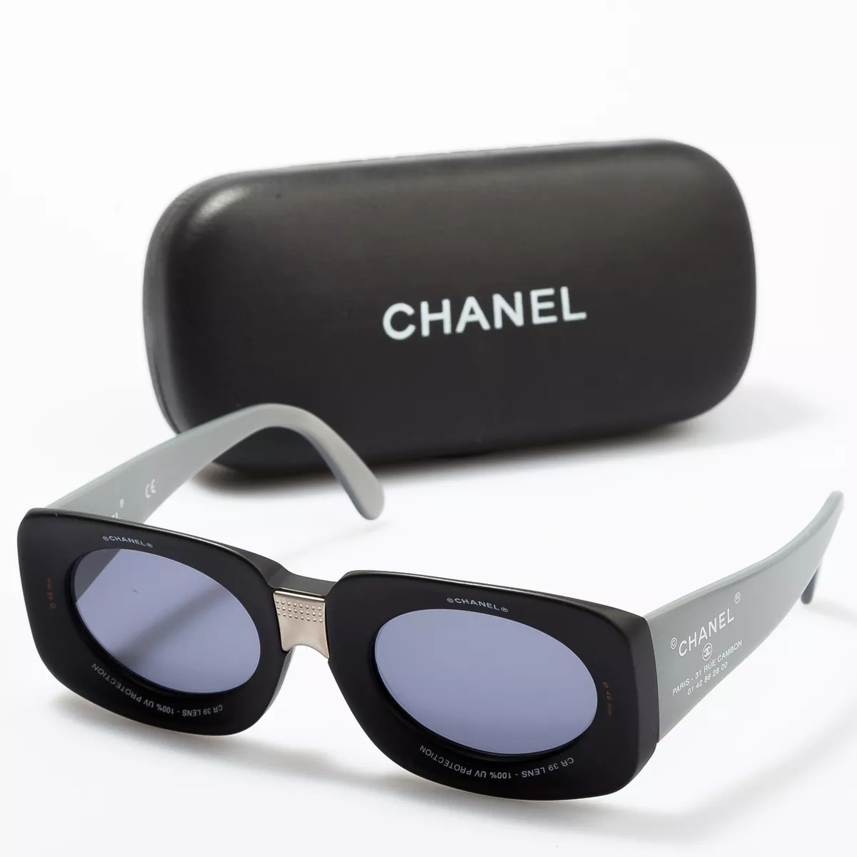 CHANEL Vintage Sunglasses 10513 Runaway Camera Lens Black & Grey Eyewear  Glasses