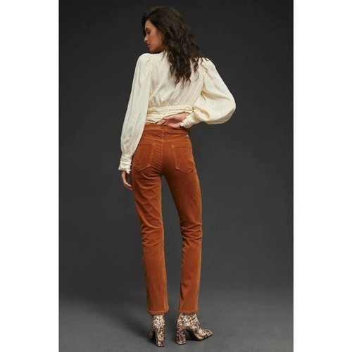 MOTHER The Mid Rise Dazzler Sz 33 Ankle Jeans Straight Leg Hopscotch Cord Brown - Picture 13 of 14