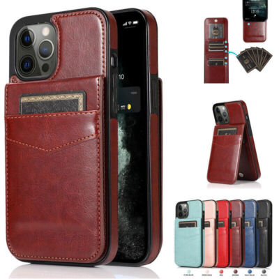 Leather Card Slot Back Phone Case for iPhone 11 12 13 14 15 Samsung S22 S23 S24