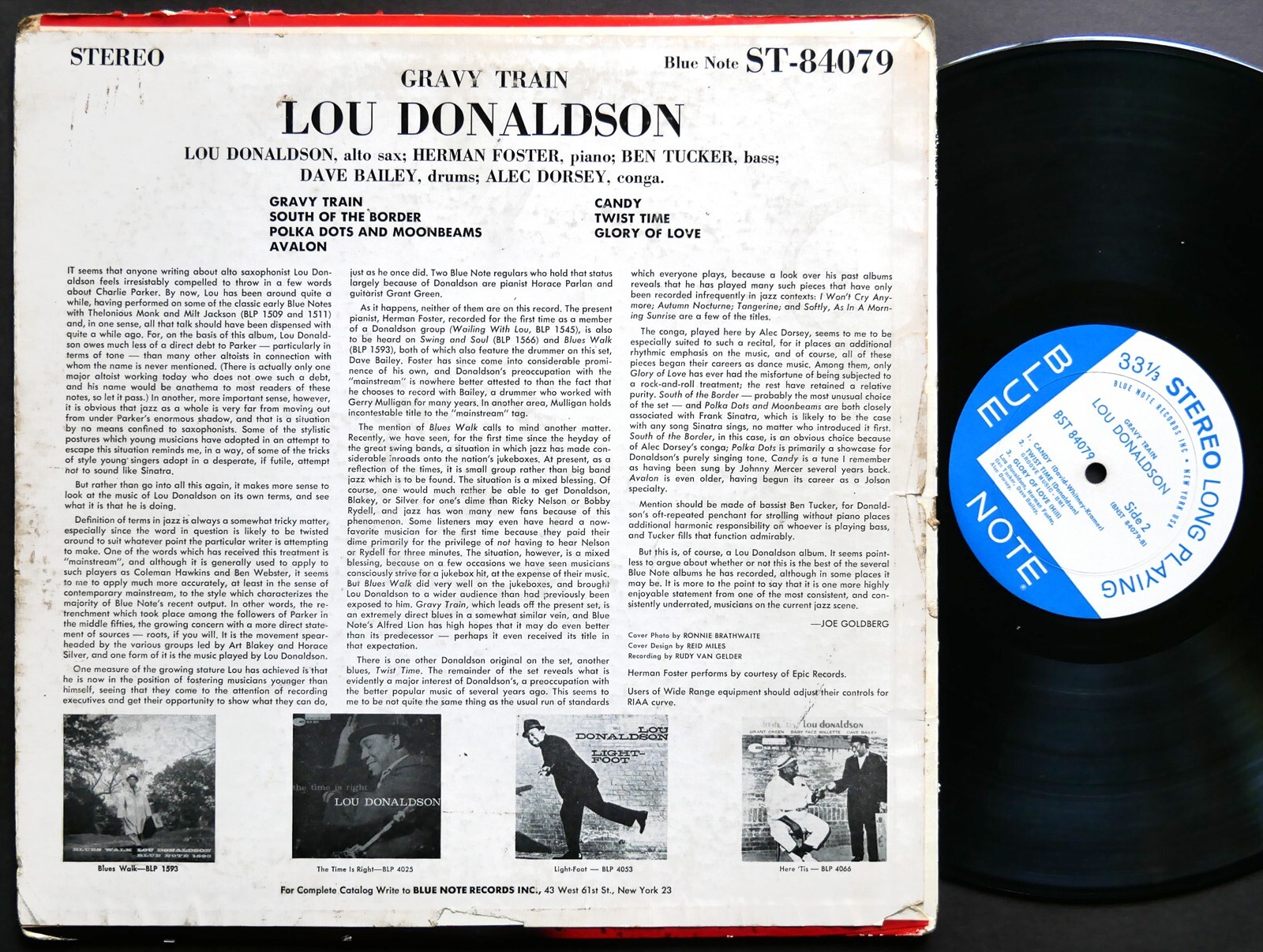 LOU DONALDSON Gravy Train LP BLUE NOTE BST 84079 US 1962 NY RVG EAR