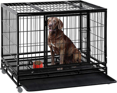 48-In Dog Crate for Large Dogs Heavy Duty Metal Dog Cage Kennel Pet Playpen for 