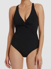 171 Jets Women's Black Solid Twist Front One Piece Swimsuit Size AU 10 / US 6