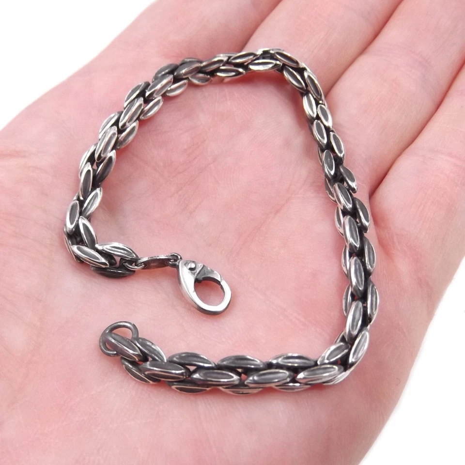 Bracciale Uomo Argento 925 Tecnica Fumè con Catena Braccialetto Ragazzo a Maglie - Immagine 3 di 4