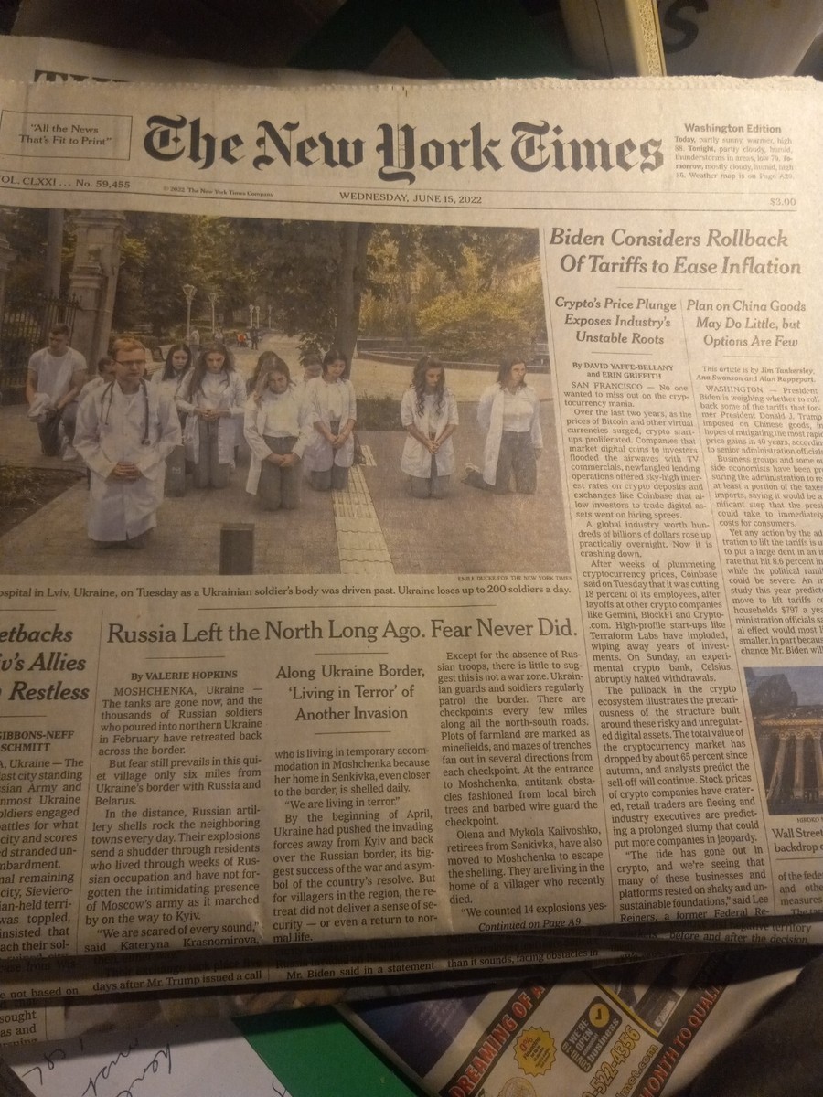 THE NEW YORK TIMES - WEDNESDAY JUNE 15, 2022 (CRYPTO PLUNGE - BIDEN  INFLATION) | eBay