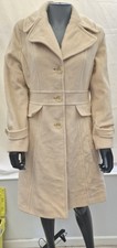 Ladies Coat - Kenneth Cole Cream Wool-blend Coat Size Uk 12. /05