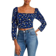 Rahi Womens Chloe Animal Print Boxy Blouse Crop Top Shirt BHFO 6465