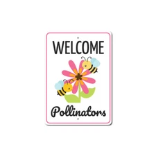 Pollinators Sign, Backyard Sign, Flower Garden Sign, Gardener Metal Sign
