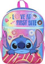 Large Backpack - Disney - Stitch - 16" with 1 Lower Front Pocket School Bag NEW