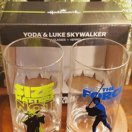 Hallmark Yoda and Luke Skywalker Star Wars Drinking Glasses-MIB-Excellent Cond. - Picture 4 of 13