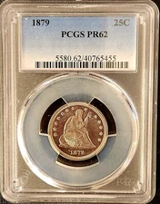 1879 25c Seated Liberty Silver Quarter PCGS PR62 Proof