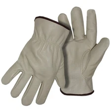 12 100% Leather Cowhide Drivers Protective Construction Roping Work Gloves MED.