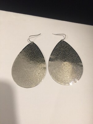 Premier Designs Jewelry Sea Spray Hammered Silvertone Statement Earrings.