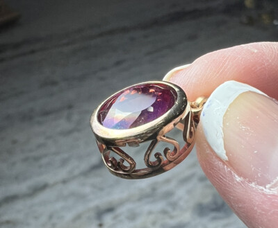 J&T Jewellery Co., Ltd Red Aurora Borealis Stone, Sterling Silver Pendant