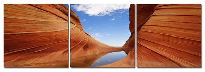 Bild Canyon Schlucht Fotodruck Holzfaserplatte Wandbild 3er Set einfache Montage - Bild 1 von 3