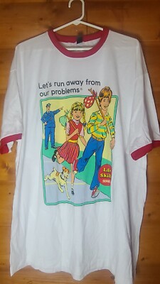 Tultex XXL Let's Run Away From Our Problems Life Skills Series  Ringer T Shirt