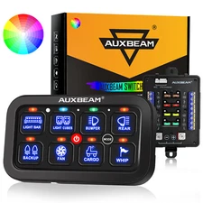 AUXBEAM 1400W 8 Gang RGB Switch Panel Momentary Control For Yamaha UTV ATV 4X4WD