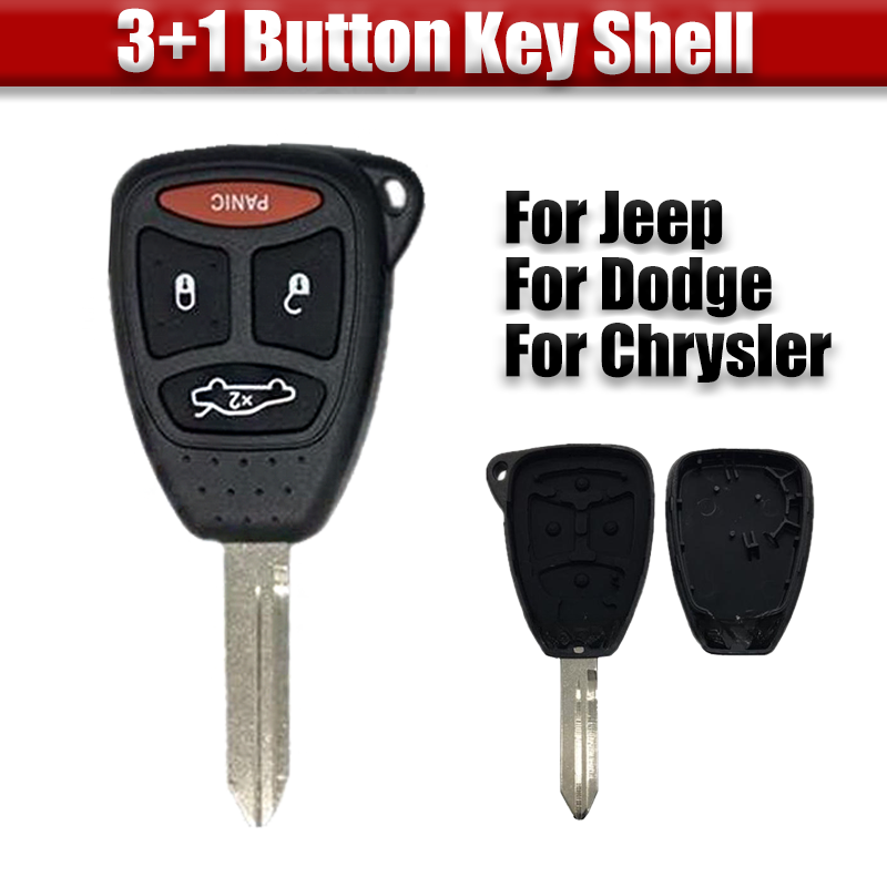 3+1 Button Car Key Fob Shell Cover for Jeep Grand Cherokee Dodge Chrysler