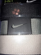 Nike Belts Men's 3-in-1 Web Pack One Size Fits Most Up To 42  . Black Green Tan