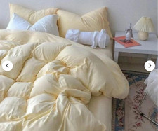 Pastel Yellow Cotton duvet cover, Stonewashed duvet cover, Queen duvet set