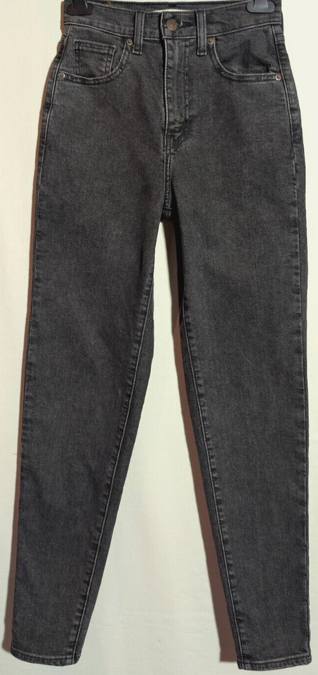 Women's Levi's High Rise Mum Jeans Relaxed Tapered Stretch Black Size 6 Leg 29"