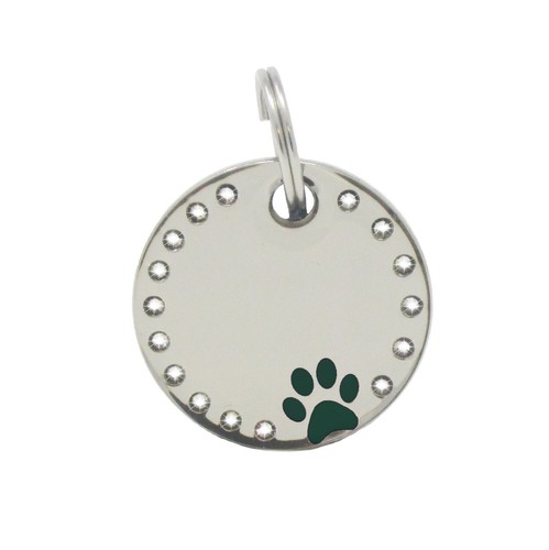 Personalised Engraved 30mm Diamante Paw Pet Tag Dog Cat Pet Tag ID Collar Tags - Picture 6 of 9