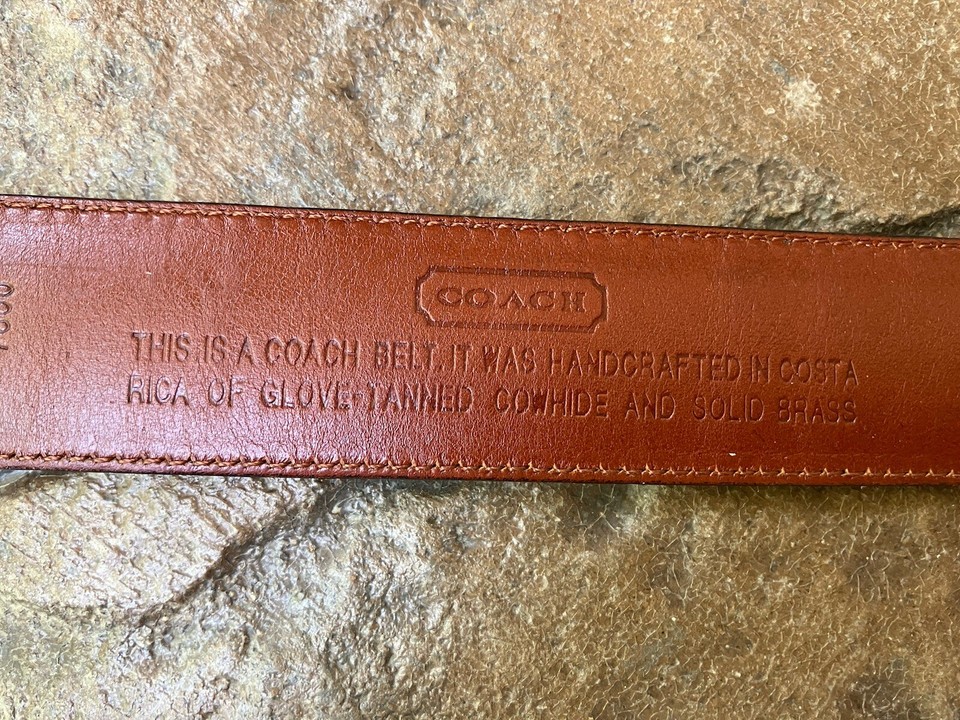 Vintage COACH Men’s Leather Glove Cowhide Belt Black 38” Solid Brass