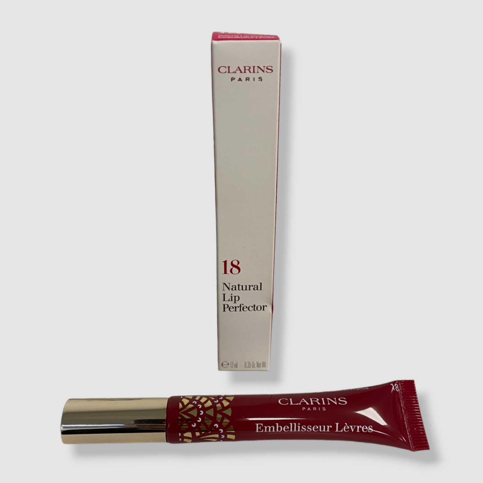 En Oferta $31 Clarins Natural Lip Perfector Brillo Transparente - 18 Granate Intenso | 0.35 Oz