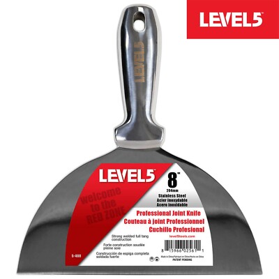 LEVEL5 Profi Spachtel ganz aus Edelstahl 204mm Malerspachtel Trockenbau 5-408