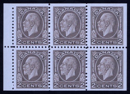 Canada 196b Booklet Pane 2x3 Mint NH OG 2c black brown 1932 Lot Y649 bhmstamps