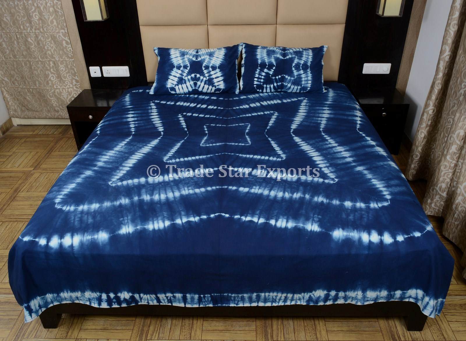 Indigo Tie Dye Bedspread Hand Dyed 