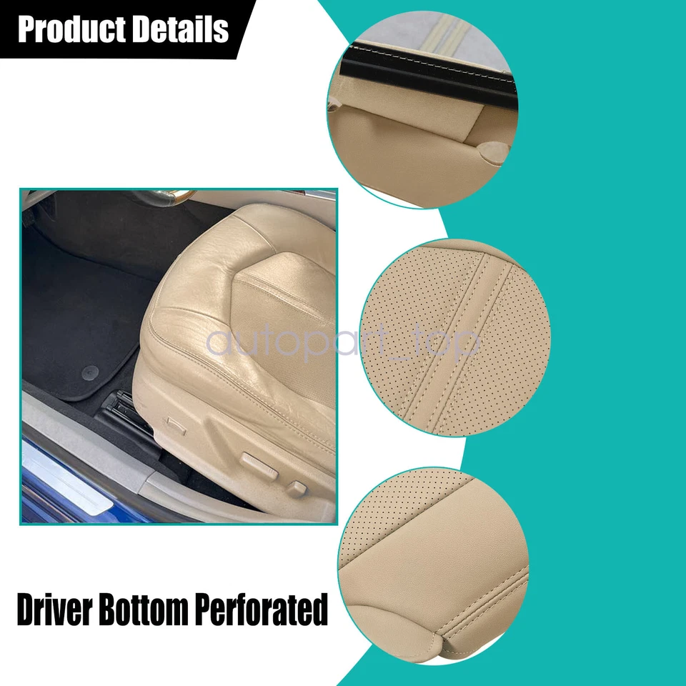 2008 2009 2010 2011 2012 For Cadillac CTS Front Bottom Seat Cover Tan Leather - Image 4 of 4