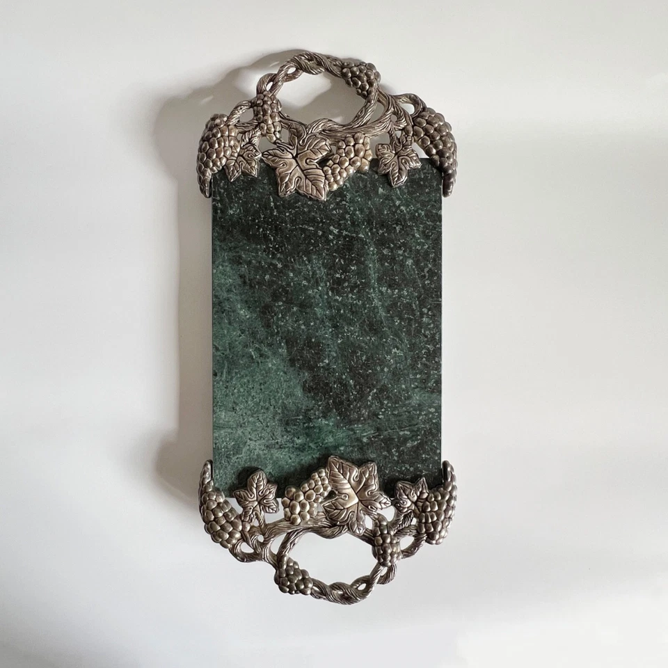 Vintage Godinger Marble Silver Charcuterie Board, 18"x9" - Image 3 of 4