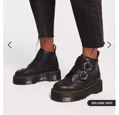 Dr. Martens DEVON FLOWER LEATHER PLATFORM BOOTS MSRP $240 PREMIUM