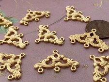 16 x 25mm Fancy Plated Brass 3 Loop Findings Charms 8