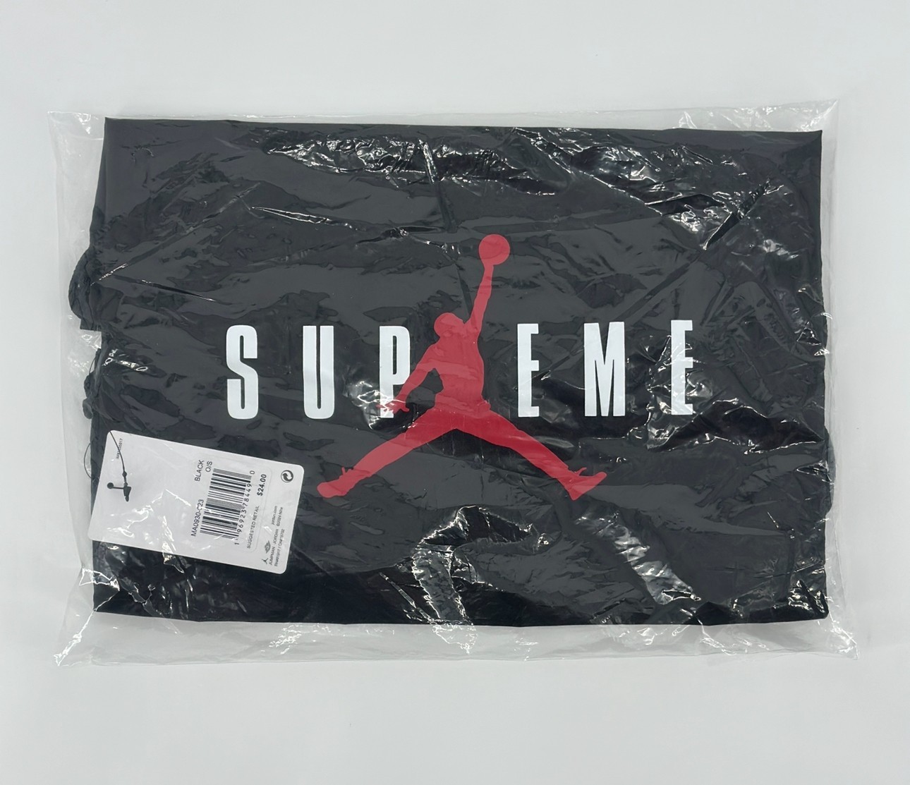 Supreme x Jordan Drawstring Bag Black Center Logo Jumpman Designer FW24 Retro thumbnail 3