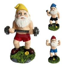 Garden Dwarf Statue Dumbbell Weightlifting Gnome Sculpture Gnome Figurine