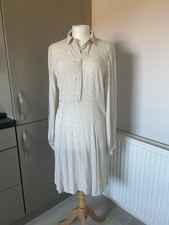 Numph Dress Nucortney Dress Size 10 Sand/ Cream And Blue Tea Dress