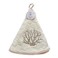 Essuie main rond en éponge Tissage Jacquard Corail écru Qualité Premium - MCTISS