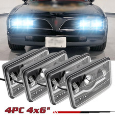 4pcs 4x6glass Led Headlights Hi-lo Beam Fit Pontiac Firebird Trans Am 1977-1980
